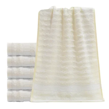 

5pcs Bamboo Fiber Wave Pattern High Absorbent Portable Multifunction Gift Face Towel Home Travel Spa Washcloth Soft Washable
