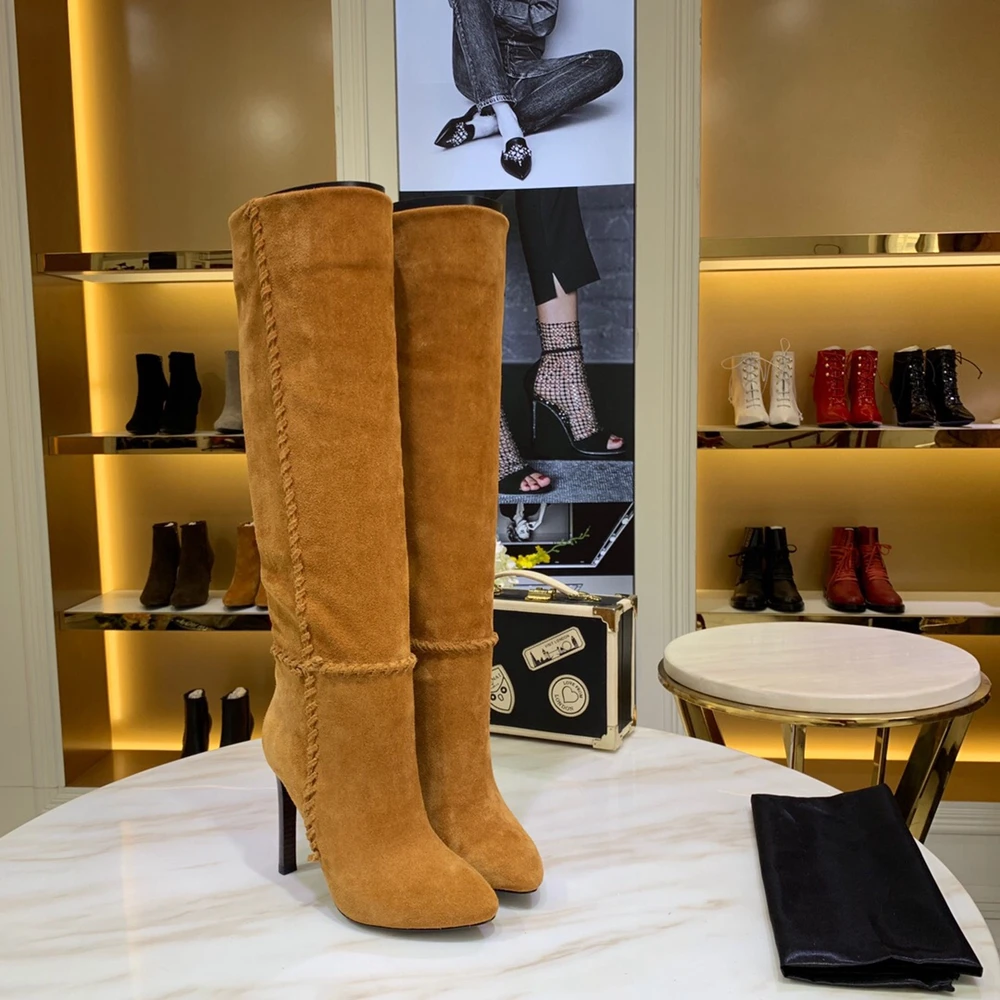 1 Chueyz/женские ботфорты из натуральной кожи с круглым носком на тонком каблуке дышащие яловые женские сапоги - Цвет: 1