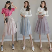 Новинка года; сезон весна-лето; газовая юбка; маленькие плиссированные юбки; цветная юбка феи