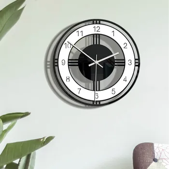 

1pcs Round Dial Wall Clock Home Living Room Bedroom Acrylic Metal Pointer Clock Simple Vintage Style Decoration Wall Clock