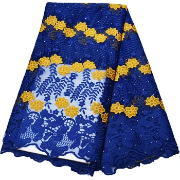 

Newest African Milk Silk Embroidered Style Ehinestones Fabric Nigerian Tulle Mesh Lace Fabric For Party dresses N2706