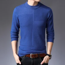 Мужской свитер, новинка, модные мужские свитера с круглым вырезом, вязаный теплый пуловер, мужской свитер