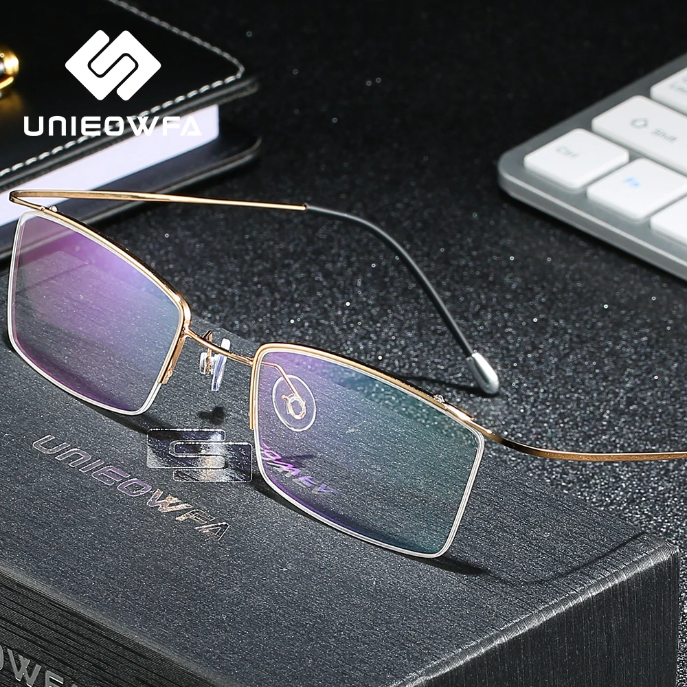 Titanium Semi Rimless Prescription Glasses Men Progressive Optical Eyeglasses Korea Myopia Spectacles Blue Light Photochromic |