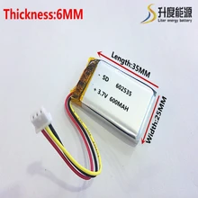 Планшет полимерная батарея 602535 600mah 3,7 V литий-полимерная батарея MP3 MP4 gps разъем