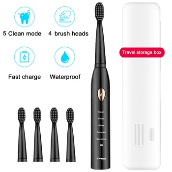 

Smart Toothbrush Sonic Toothbrush Electric Toothbrush USB Charging with 4 Brush Heads and 1 Toothbrush Case A10