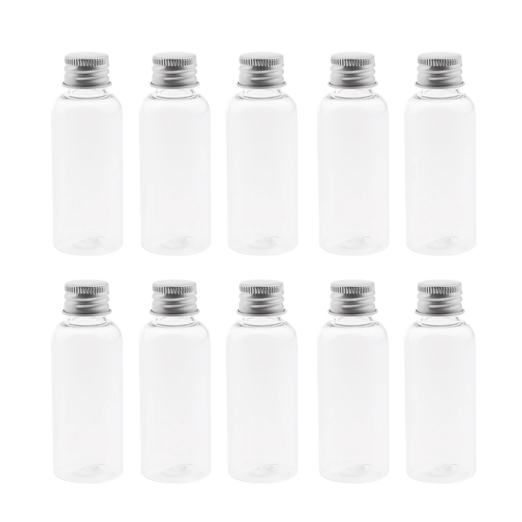 10pcs Clear Liquid Sampling Vials PET Plastic Bottle W/ Screwcap 50ml