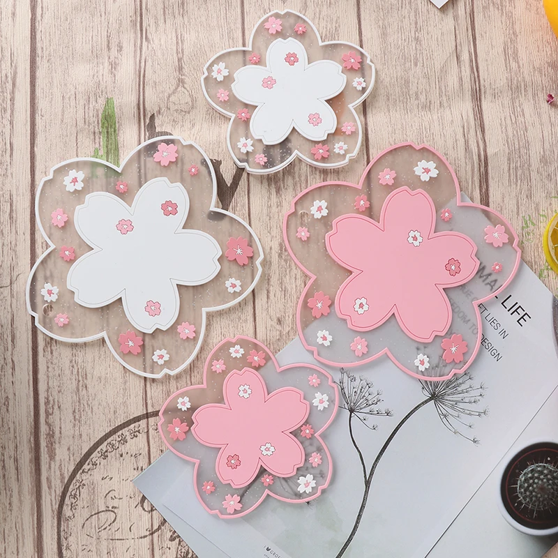 1pc Japan Style Cherry Blossom Heat Insulation Table Mat Family Office Anti-skid Tea Cup Milk Mug Coffee Coaster | Дом и сад