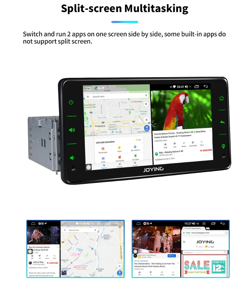 Excellent JOYING 1 din android 8.1 car radio gps android radio with bluetooth head unit 6.2 inch screen 2GB RAM 8 CORE rear view camera 14