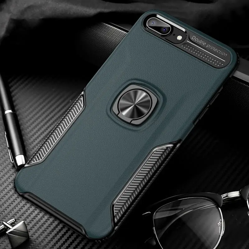 Для iPhone 7 8 Plus кремнеземный дерматоглифический анти-осенний чехол для iPhone X Xr Xs Max 11 Pro Max металлический Невидимый кольцевой кронштейн - Цвет: Cyan