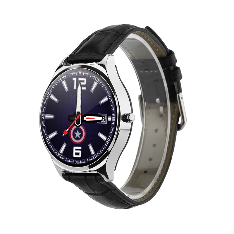 silver leather HETNGSYOU Смарт часы для мужчин полный круглый сенсорный экран Bluetooth циферблат вызова умные часы IP67 водостойкий ремешок Сменные умные часы - Цвет: silver leather