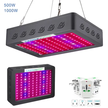 

500/1000W LED Grow Light Indoor Hydro Flower Grow Panel+Adapter Converter