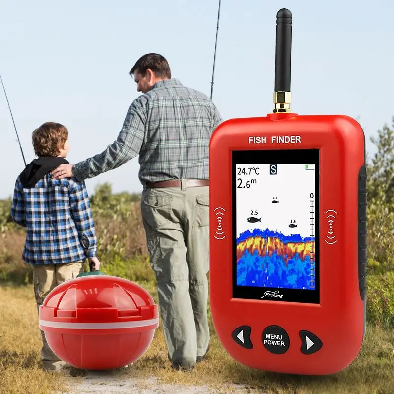 

Erchang Wireless Fish Finder In Russian 433Mhz 200M Distance Protable Sonar For Fishing Color LCD Screen Echo Sounder Fishing