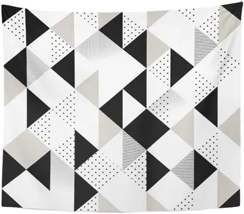 

Tapestry Geometric Abstract Triangles Black and White Pattern Rhombus Lines Tapestries Wall Hanging for Living Room Bedroom Dorm