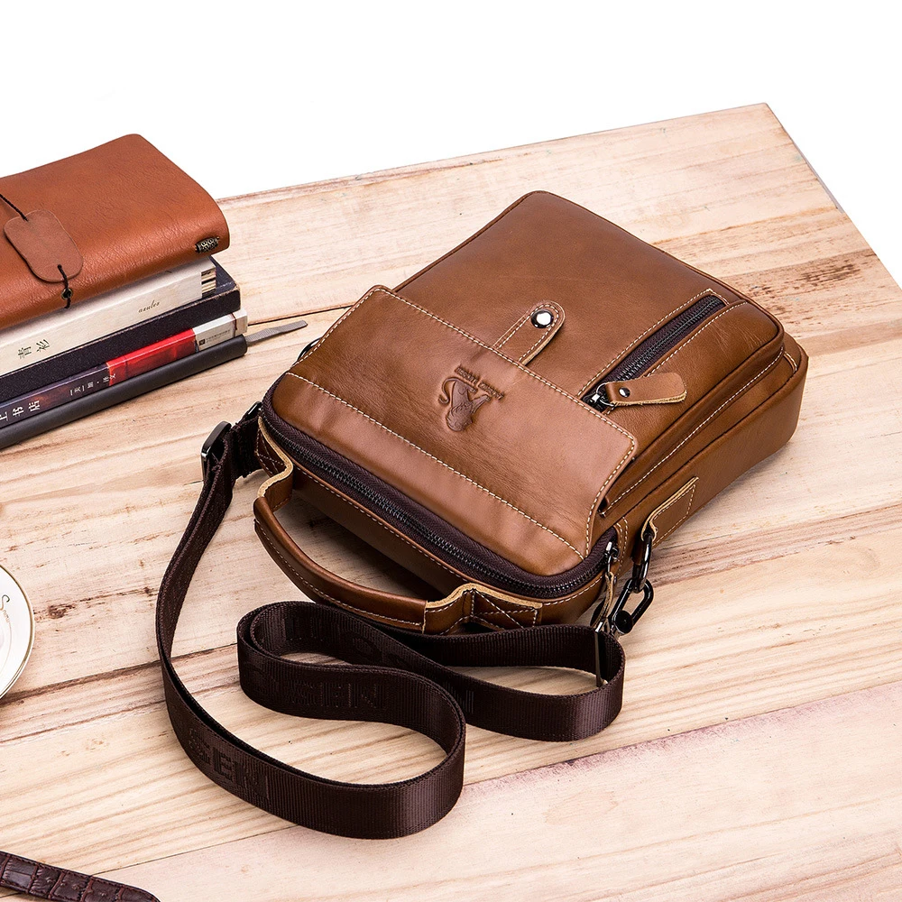 Высокое качество натуральная кожа мужская сумка на плечо модная с одной