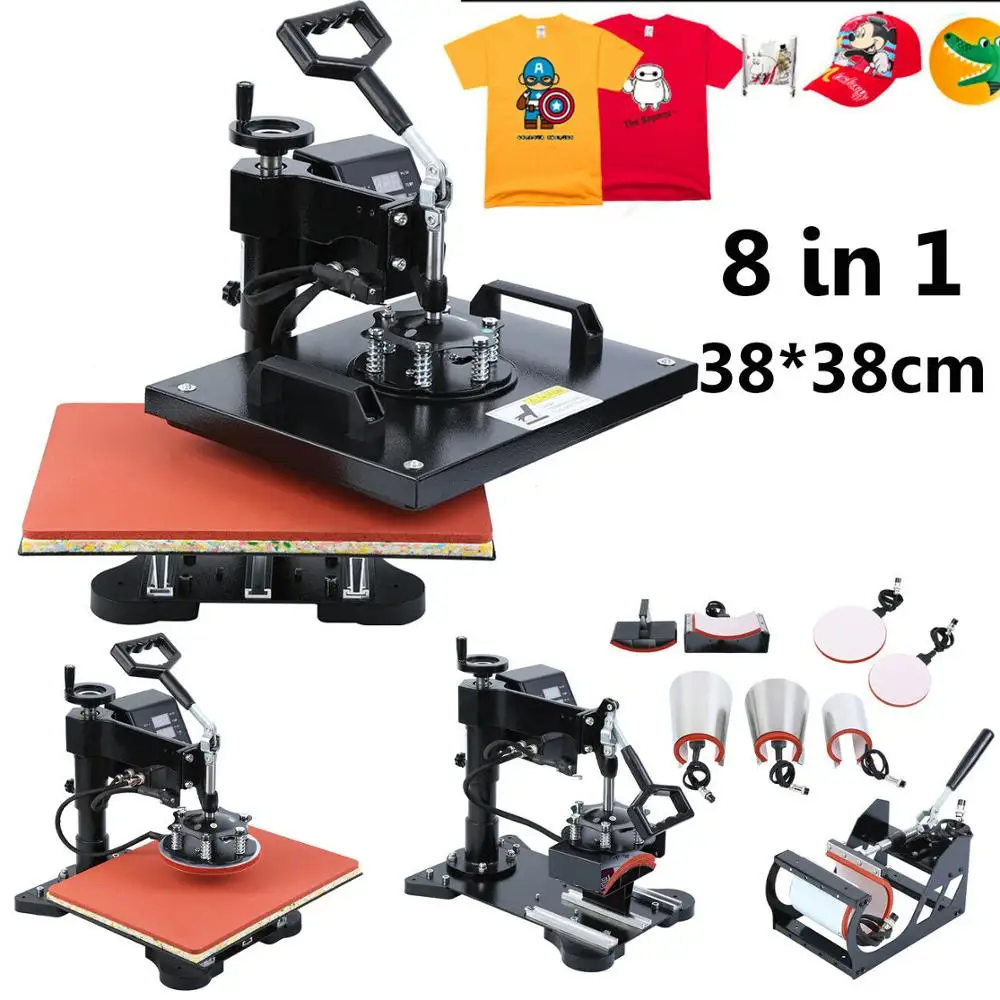 

8 in 1 15x15 Inch Heat Press Machine Sublimation Machine for T-Shirt mug plate cap 38x38cm
