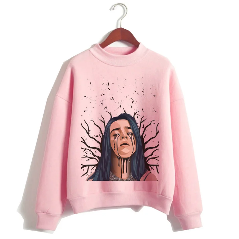 Billie eilish Толстовка для женщин harajuku мода billie eilish ulzzang розовый принт Женская одежда Графический мультфильм кавайный капюшон - Цвет: 958