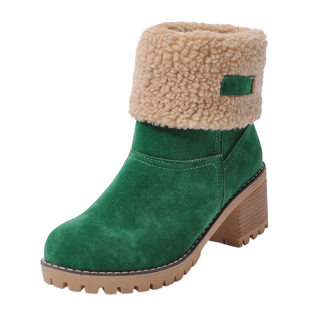 DORATASIA/, большие размеры 34-46, женские зимние ботинки на платформе, женские зимние ботинки на меху на высоком каблуке 6 см, женская обувь - Цвет: Green