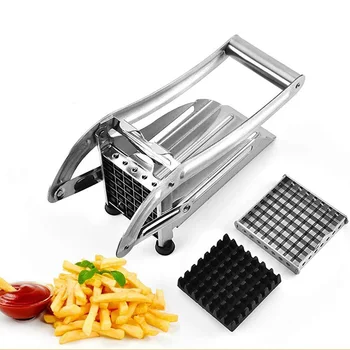 

French Fry Cutter Potato Chipper Slicer with 2 Interchangeable Blades Vegetable Slicer Cutter Potato Onion Kitchen Gadget