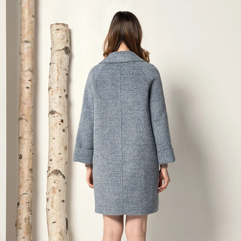 

100% Coat Women Double-sided Wool Jacket Autumn Korean Luxury Elegant Woman Coats and Jackets Handmade 2020 F2021 KJ3180