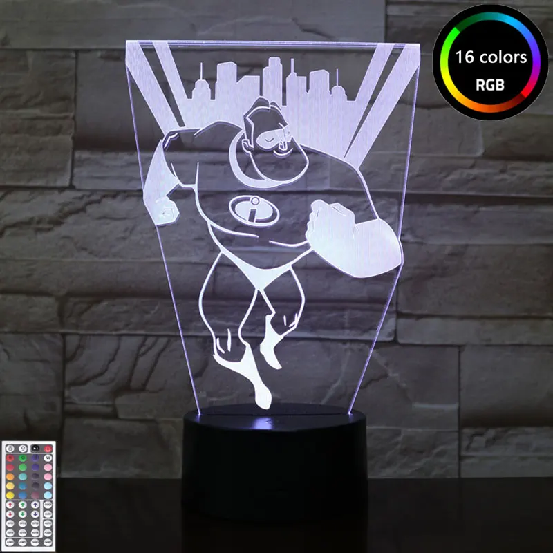 Disney Cartoon Movie 3d Light The Incredibles Bob Parr LED Night Light for Kids Children Touch Sensor LED Table Desk Lamp Xmas