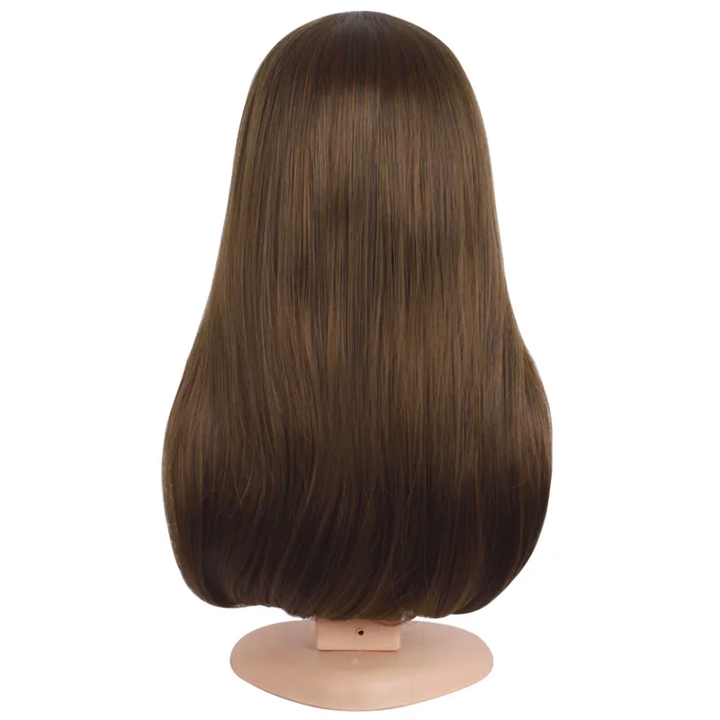 MapofBeauty, 20 дюймов, Длинные прямые парики для женщин, натуральный коричневый, черный, розовый, парик, термостойкие синтетические волосы, шт, челка, парик для косплея