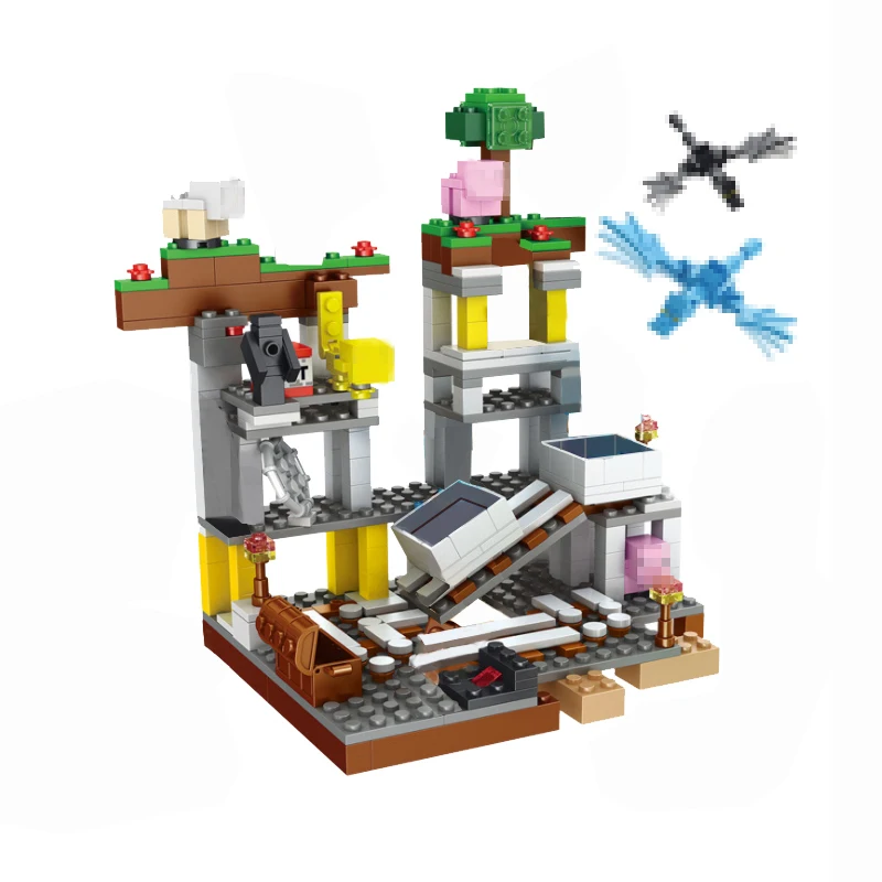 

New Mine Minecraft Set 600Pcs Building Blocks Assembly With Dragon Steve Alex Figures Sword Mine Track Car Gift Toy For Children