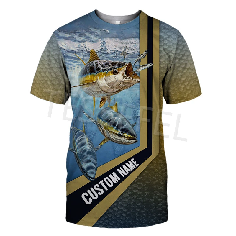 

Tessffel 3D Printing Animal Bass Fishing Harvester Summer New Harajuku T-shirt Unisex Breathable Short Sleeve Top No.14