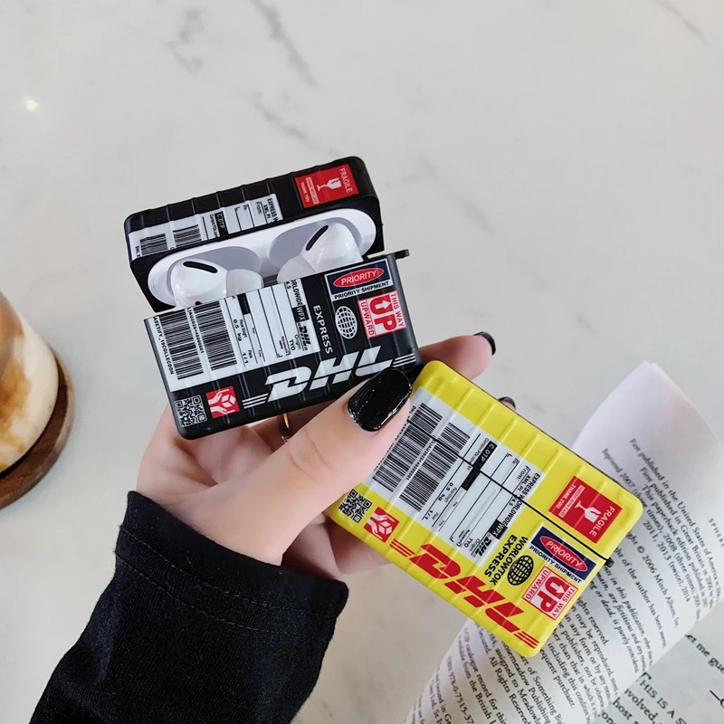 For apple Airpods 1 2 Luxury DHL Express container slip Square Soft Silicone Case Wireless Bluetooth headset Earphone cover |