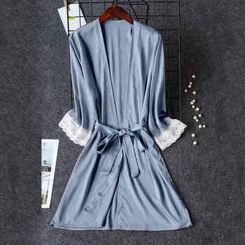 

JAYCOSIN Pajamas Women Sexy V-neck Lingerie Lace Sleepwear Satin Short Sleeve Pajama Lady Night Dress Plus Size M-3XL 19DEC17