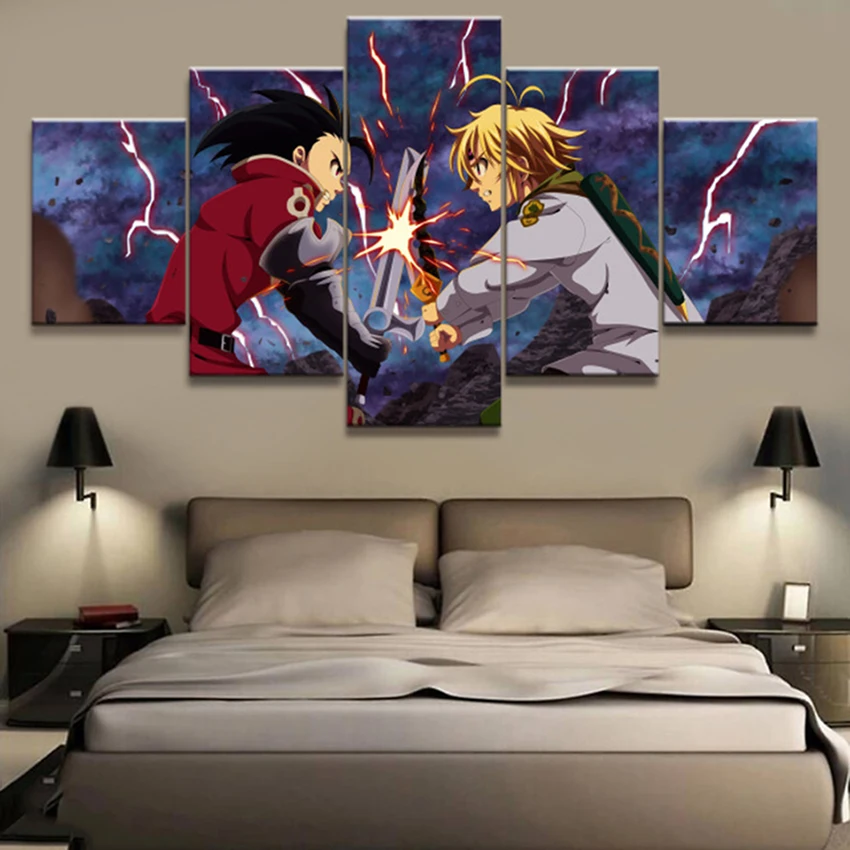 Home Decor Modular Canvas Picture 5 Piece The Seven Deadly Sins Melioda Animation Painting Prints Poster Living Room Wall Art | Дом и сад