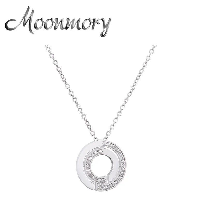 

Женская цепочка на шею Moonmory, из стерлингового серебра 925 пробы с кулоном из фианита, трендовая бижутерия, подарок на Рождество, 2020