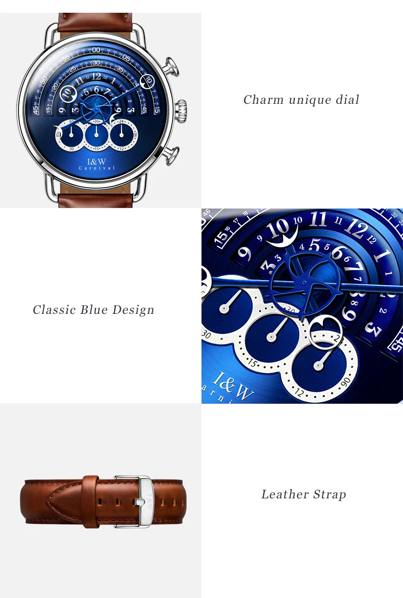 Карнавальный Топ Бренд роскошные часы для мужчин s Модные кварцевые часы для мужчин I& W волшебный дизайн кожаные Наручные часы мужские часы Relogio Masculino