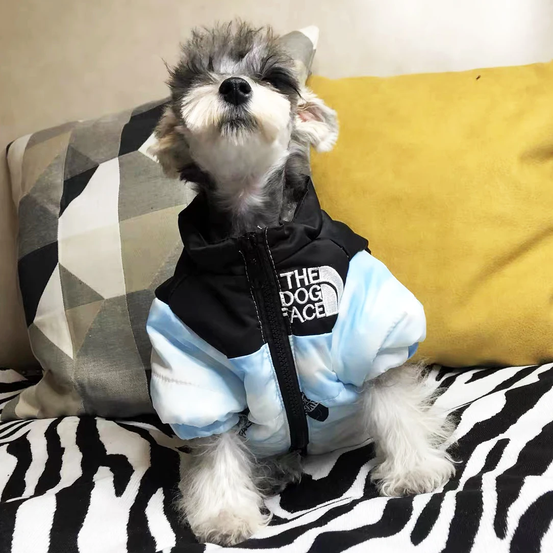 Winter Pet Dog Warm Coat Waterproof Dog Jacket The Face Fashion Pattern Cat Puppy Costume Reflective Pet Clothes