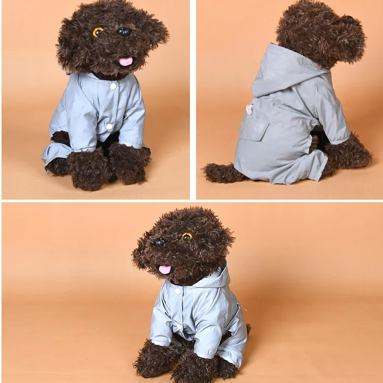Dog Raincoat Adjustable Pet Water Proof Clothes Lightweight Reflective Dog Trench