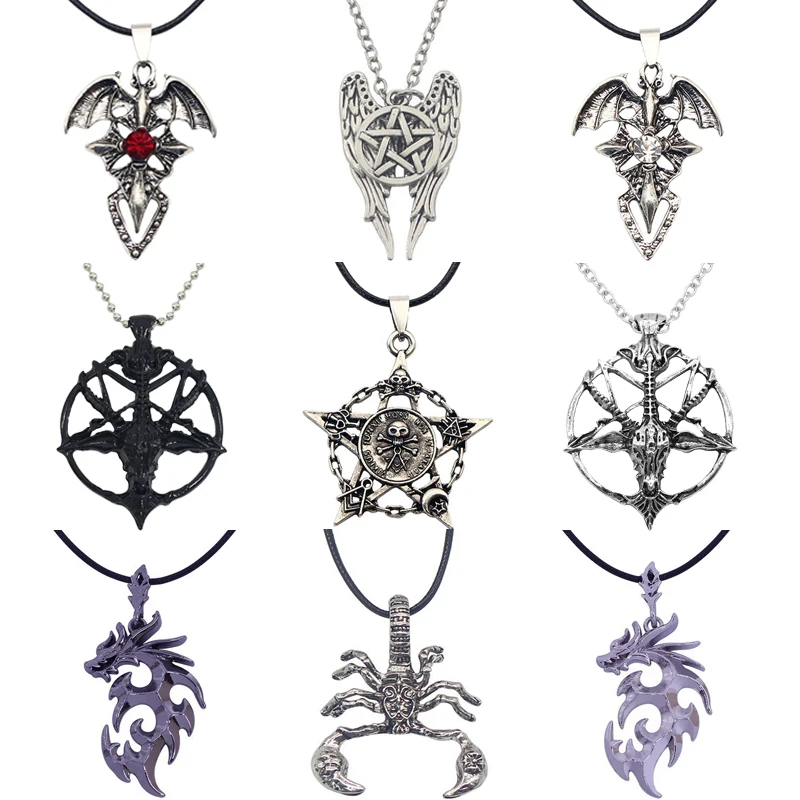 Pendant Necklace Jewelry Steampunk Inverted Pentagram Satan Goat-Head Mysterious Star