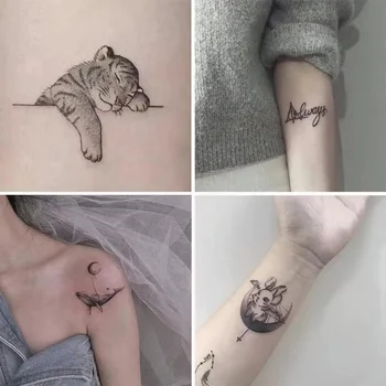 Naklejki z tatuażami tygrys księżyc wieloryb męskie i żeńskie pary osobowość studencka symulacja tatuaż naklejki tymczasowe tatuaże tanie i dobre opinie Jedna jednostka CN (pochodzenie) 4 8*6 8cm Zmywalny tatuaż
