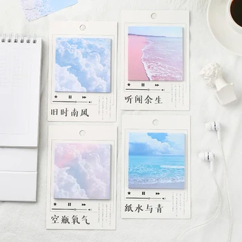 

1pcs 2020 Hot Sale Scenery Seaside Mist Flower Mini Memo Pad N Times Sticky Notes School Supply Bookmark Post It Label