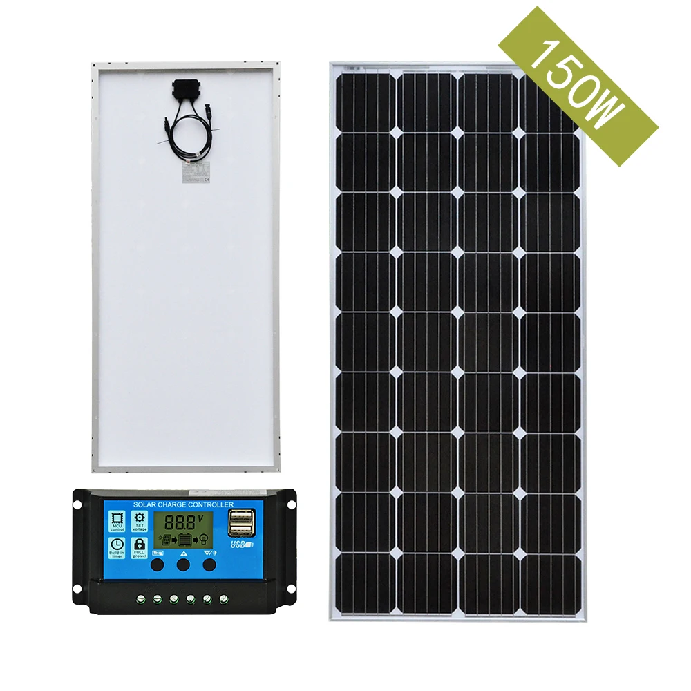 70W 18V Dual USB Monocrystalline Solar Panel Battery Charger RV