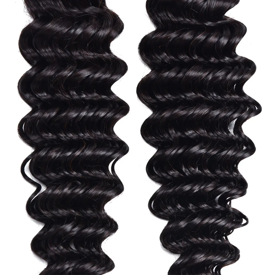 USEXY волосы глубокая волна 8 ''-26'' Средний рацион перуанские не-Реми волосы 3 пряди с фронтальной пакеты естественного цвета с фронтальной