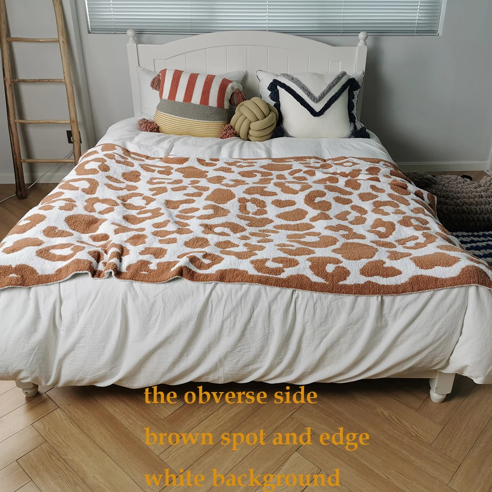 REGINA Comfy Soft Leopard Knitted Throw Blankets Winter Warm Elegant Microfiber Color Adult Sofa Plaid Bedspread Blanket For Bed
