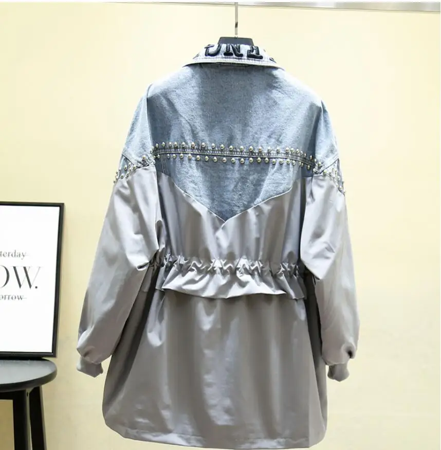 Новая коллекция, рваная Джинсовая Верхняя одежда, Свободный плащ с сужающимися буквами и вышивкой для женщин в la