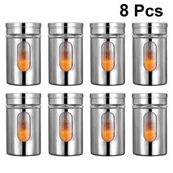 

8pcs Seasoning Storage Box Rotatable Condiment Bottle Spice Shaker 100ML Herb &Spice Tools for Bar Restaurant