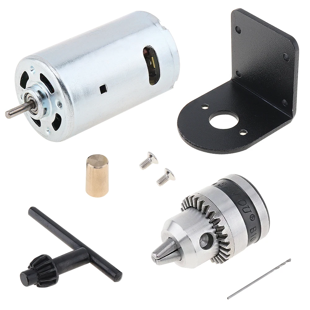

DC 12V-36V 555 Motor Bench Drill with 0.6-6mm B10 Chuck and Mounting Bracket Lathe Press Motor Tool Set High Quality