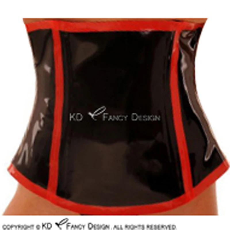 Black And Red Stripes Sexy Latex Corsets With Lacing Back Rubber Bustiers Top CY-0022 | Женская одежда