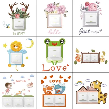 

Wall Silicone On-off Switch Night Luminous Light Switch Outlet Wall Sticker Cute Animal Protective Cover Cartoon Room Decor #1