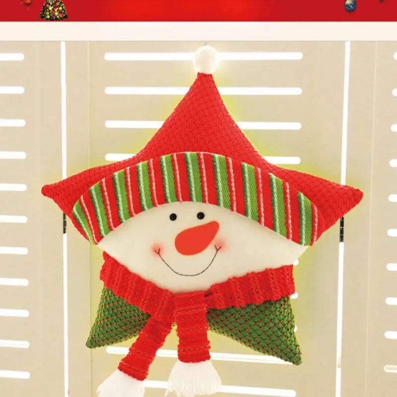 Christmas Cushion Five-pointed Star Shape Cartoon Santa Claus Pattern Cushion For Christmas Decoration