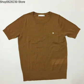 

Ita System M 18 Needle Worsted Fine Soft Waxy Wool Cashmere Round Neck Small Pocket Knitting Shirt Sweater