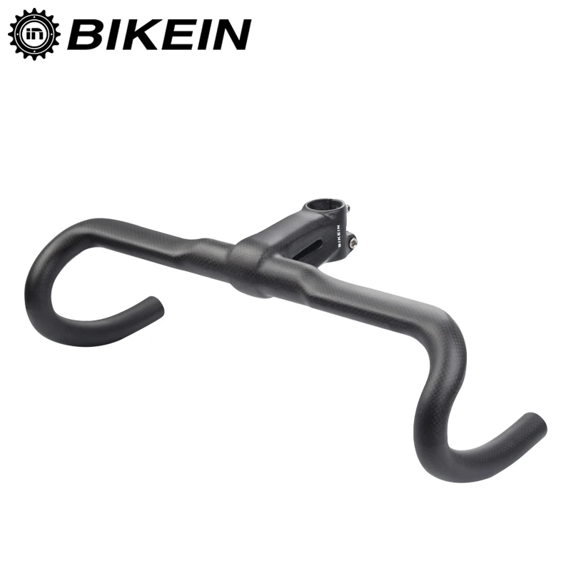 

BIKEIN Lite Volledige 3 k Carbon Racefiets Geпntegreerde Stuur Fietsen Fiets Gebogen Bar Met 28.6mm Steel Matte Black Ultralight