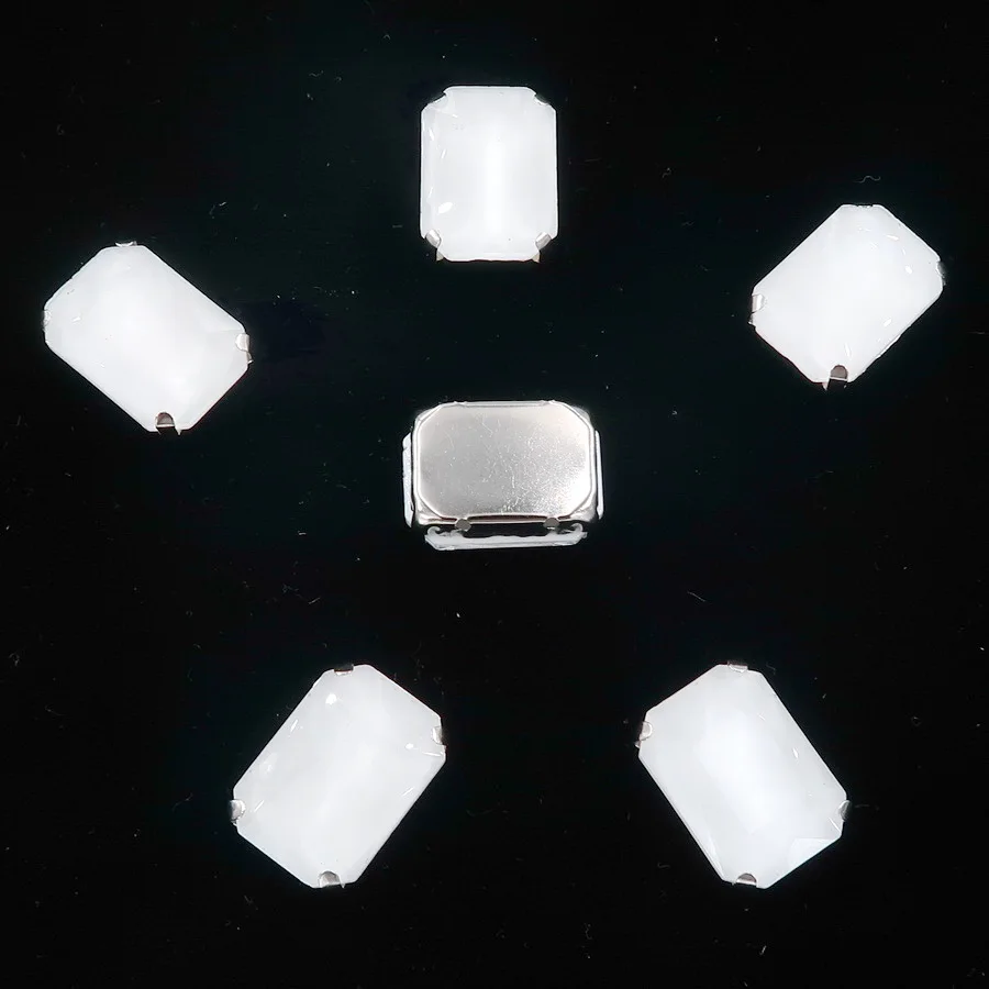 A1 White Серебряные Настройки когтей 20 шт./упак. 13x18 мм желе конфеты и из цветного стекла кристалл прямоугольной формы пришить на свадьбное платье со стразами diy - Цвет: A1 White