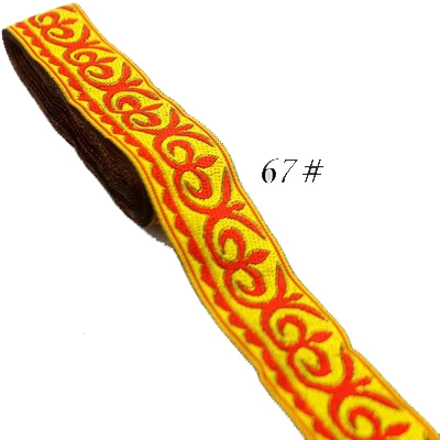 NO.67 5 ярдов/шт ширина 3,3 см кружевная ткань корсажная лента ремень Национальная вышивка тесьма DIY ручной работы украшения дома аксессуары - Цвет: NO.67